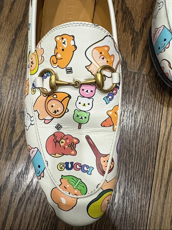 Gucci White Multicolor Cartoon Print Horsebit Loafers (authentic) - Picture 2 of 3